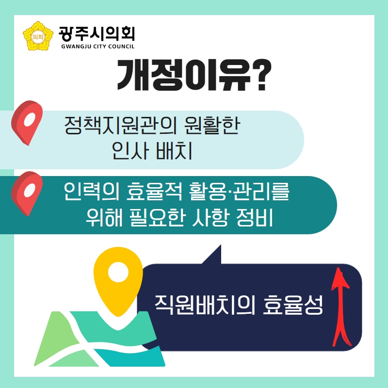 개정이유? 정책지원관의 원활한
인사 배치, 인력의 효율적 활용·관리를 
위해 필요한 사항 정비,직원배치의 효율성